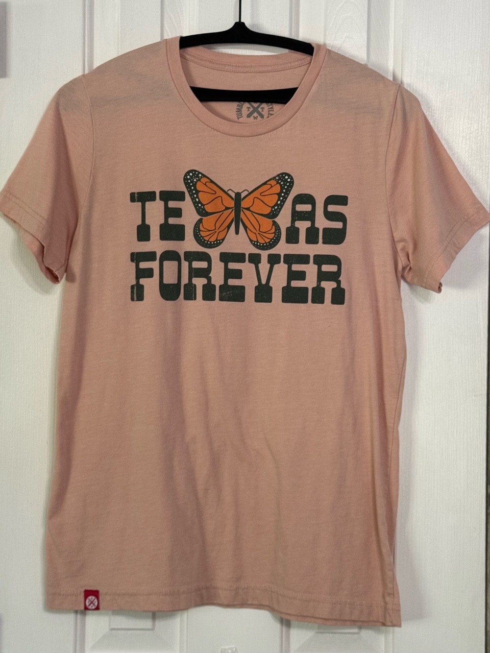 Tumbleweed TexStyles Texas Forever Monarch Butterfly Graphic Tee Peach Medium
